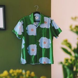 Obey Floral Short Sleeve Camp Collar Button Up Shirt Size Large